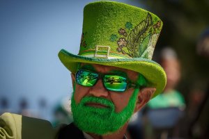 Michael McCarroll, Lake Worth waves to the crowd at the St. Patrick's Day parade on Atlantic Avenue in Delray Beach on Saturday, March 15, 2014. (Thomas Cordy / The Palm Beach Post)