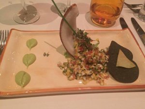 Sinaloa-style white coconut ceviche with mango