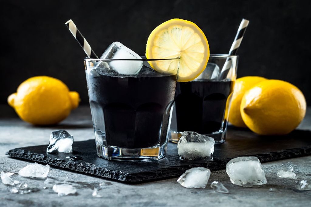 Black lemonade with activated charcoal in Puerto Vallarta