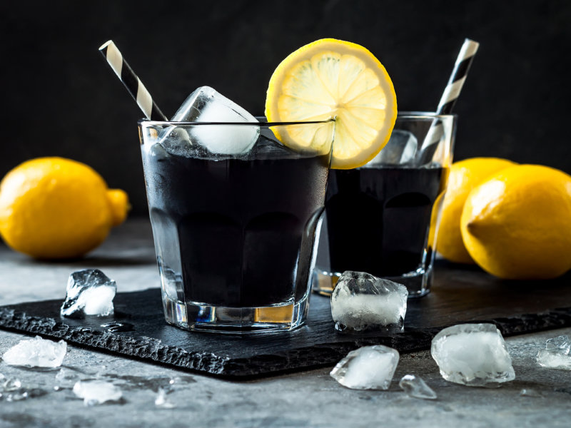 Black lemonade with activated charcoal in Puerto Vallarta