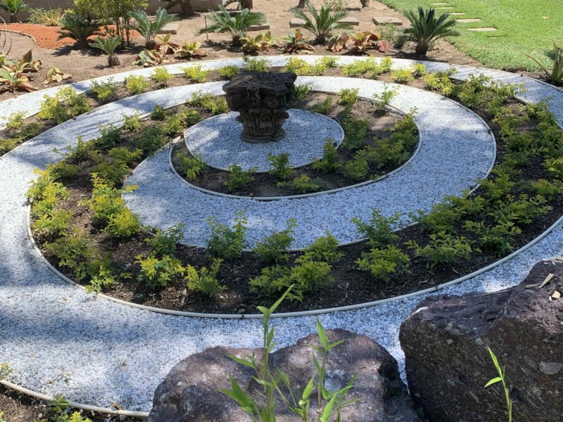 labyrinth of meditation in botanical garden of the boutique hotel Casa Velas