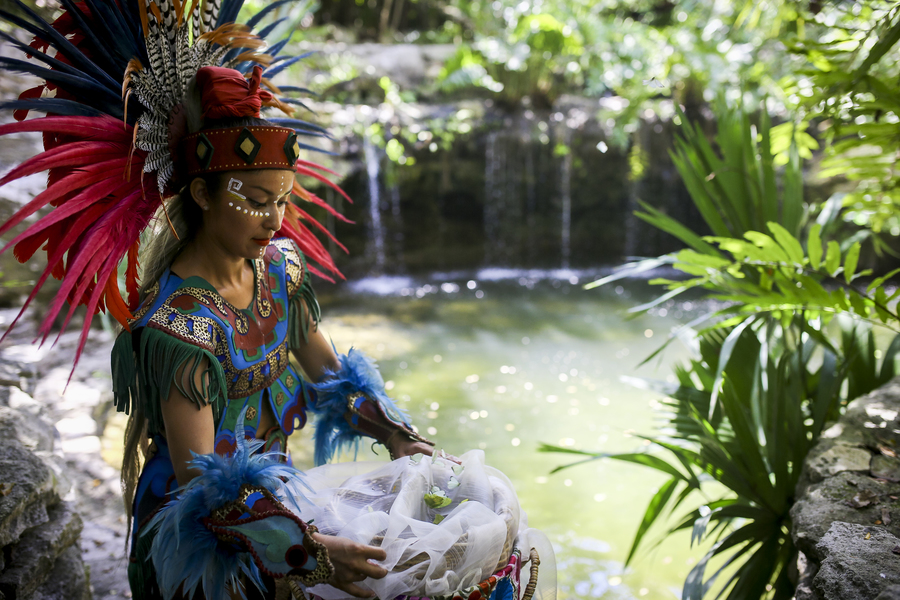 Butterflies liberation, Mayan ceremony in Riviera Maya