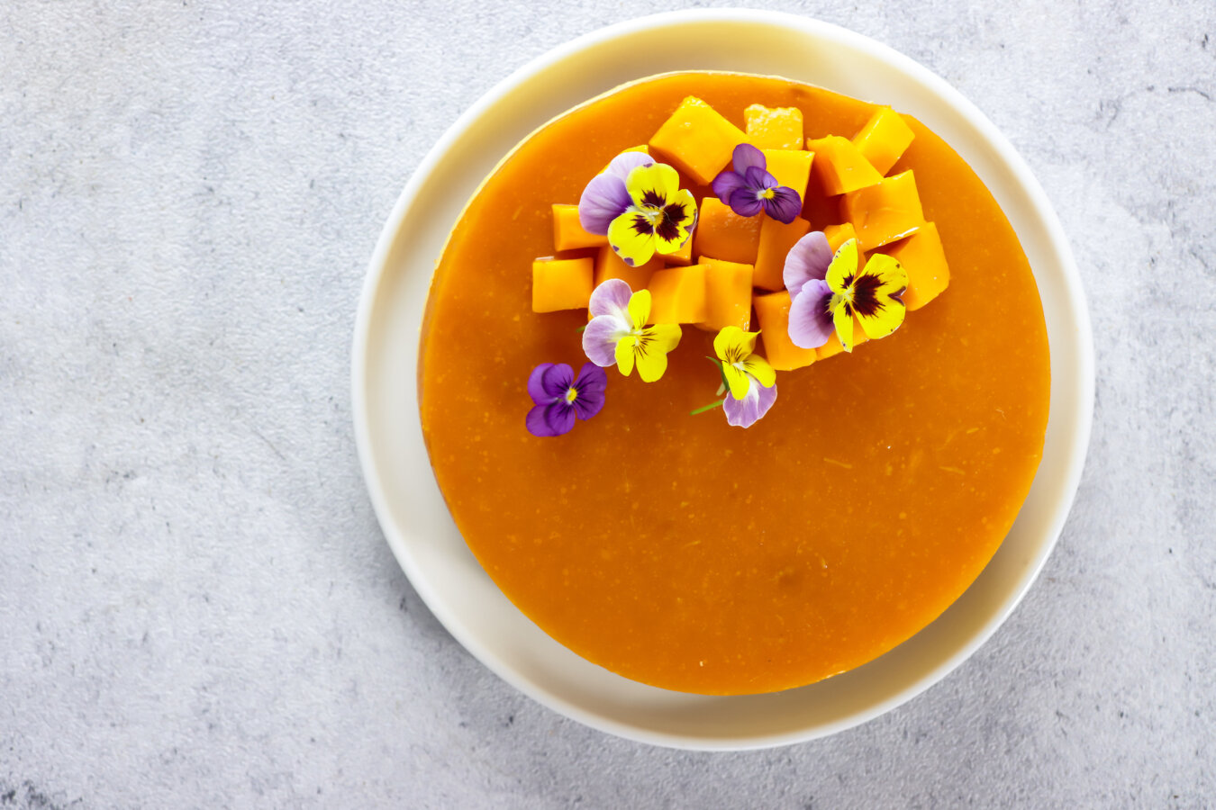 Edible flowers in a dessert